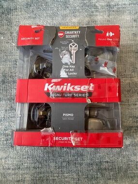 Kwikset Pismo Satin Nickel Set keyed entry knob single cylinder deadbolt